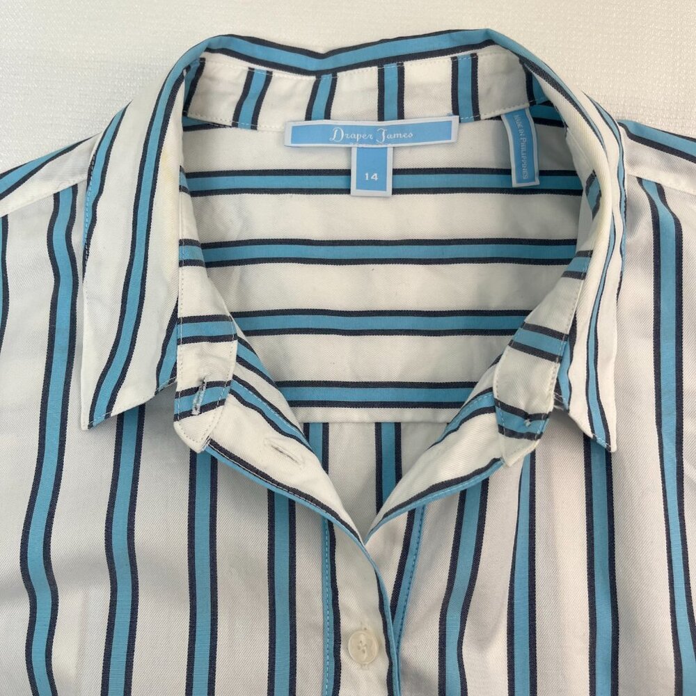 Draper James Blue and White Striped Midi Shirt Dress - Picture 5 of 16